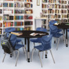 Kee 48" Round Height Adjustable Classroom Table With 4 Andy 18-in Stack Chairs