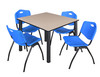 Kee 48" Square Breakroom Table With 4 'M' Stack Chairs