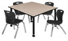 Kee 48" Square Height Adjustable Mobile Classroom With 4 Andy 12-in Stack Chairs