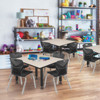 Kee 48" Square Height Adjustable Classroom Table With 4 Andy 12-in Stack Chairs