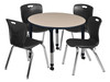 Kee 42" Round Height Adjustable Classroom Table With 4 Andy 18-in Stack Chairs