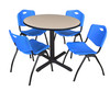Cain 42" Round Breakroom Table With 4 'M' Stack Chairs