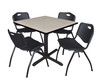 Cain 42" Square Breakroom Table With 4 'M' Stack Chairs