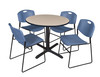 Cain 36" Round Breakroom With 4 Zeng Stack Chairs