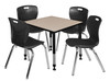 Kee 30" Square Height Adjustable Classroom Table With 4 Andy 18-in Stack Chairs