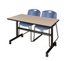 Kobe 48" Flip Top Mobile Training Table And 2 Zeng Stack Chairs