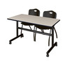 Kobe 48" Flip Top Mobile Training Table And 2 'M' Stack Chairs