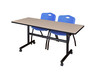 Kobe 60" Flip Top Mobile Training Table With 2 'M' Stack Chairs