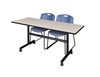 60" x 30" Flip Top Mobile Training Table And 2 Zeng Stack Chairs