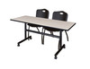 60" x 30" Flip Top Mobile Training Table With 2 "M" Stack Chairs