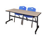 72" x 30" Flip Top Mobile Training Table With 2 "M" Stack Chairs