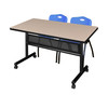 48" x 30" Flip Top Mobile Training Table with Modesty Panel With  2 "M" Stack Chairs
