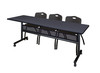 84" x 24" Flip Top Mobile Training Table with Modesty Panel With  3 "M" Stack Chairs