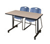 48" x 24" Kobe Mobile Training Table With 2 Zeng Stack Chairs