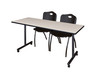 66" x 24" Kobe Mobile Training Table With 2 'M' Stack Chairs