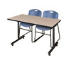 48" x 30" Kobe Training Table With 2 Zeng Stack Chairs