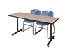 60" x 24" Kobe Training Table with 2 Zeng Stack Chairs