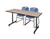 66" x 24" Kobe Training Table With 2 Zeng Stack Chairs