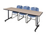 84" x 24" Kobe Training Table With 3 Zeng Stack Chairs