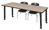 Kee 60" x 24" Height Adjustable Mobile Classroom Table With 2 Andy 12-in Stack Chairs