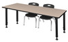 Kee 72" x 24" Height Adjustable Classroom Table With 2 Andy 12-in Stack Chairs