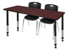 Kee 72" x 30" Height Adjustable Classroom Table With 2 Andy 18-in Stack Chairs