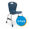 ZUMA Series 15" Classroom Chair, Navy Bucket, Chrome Frame, 1st - 4th Grade - Set of 5 Chairs