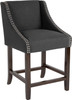 Carmel Series 24" High Transitional Walnut Counter Height Stool with Accent Nail Trim in Charcoal Fabric