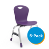 ZUMA Series 15" Classroom Chair, Purple Iris Bucket, Chrome Frame, 1st - 4th Grade - Set of 5 Chairs