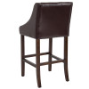 Carmel Series 30" High Transitional Walnut Barstool with Accent Nail Trim in Brown Leather