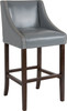 Carmel Series 30" High Transitional Walnut Barstool with Accent Nail Trim in Light Gray Leather