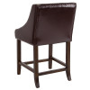 Carmel Series 24" High Transitional Tufted Walnut Counter Height Stool with Accent Nail Trim in Brown Leather