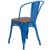 Blue Metal Stackable Chair with Wood Seat