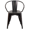 Black-Antique Gold Metal Indoor-Outdoor Chair with Arms