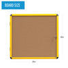 MasterVision Industrial Cork Bulletin Enclosed Board Cabinet, Single Swing Door, Yellow Aluminum Frame