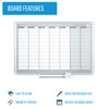 MasterVision Magnetic Steel Dry-Erase Weekly Planner, 24" X 36", Aluminum Frame