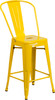 24'' High Yellow Metal Indoor-Outdoor Counter Height Stool with Back