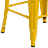 24" High Backless Yellow Metal Counter Height Stool with Square Wood Seat