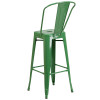 30'' High Green Metal Indoor-Outdoor Barstool with Back