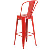 30'' High Red Metal Indoor-Outdoor Barstool with Back