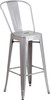 30'' High Silver Metal Indoor-Outdoor Barstool with Back