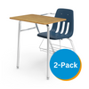 9000 Series Chair Combo, 18" x 24" Top, Navy Bucket, Medium Oak Top, Clear Edge, Chrome Frame - Set of 2 Chairs