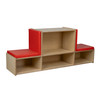Natural Birch modular reading bench by Wood Designs with built-in storage compartments