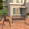 Safco CoGo steel bench in Blue for therapy patios and school courtyards