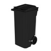 Safco® step-on trash bin in Black for classrooms and therapy clinics
