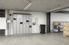 Tan Safco® step-on waste container in commercial environments
