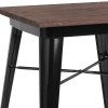 23.5" Square Black Metal Indoor Table with Walnut Rustic Wood Top 23.5" Square Black Metal Indoor Table with Walnut Rustic Wood Top