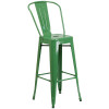 23.75'' Square Green Metal Indoor-Outdoor Bar Table Set with 2 Stools with Backs