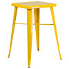 23.75'' Square Yellow Metal Indoor-Outdoor Bar Table Set with 2 Stools with Backs