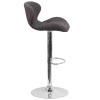 Contemporary Charcoal Fabric Adjustable Height Barstool with Curved Back and Chrome Base